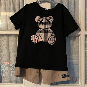 😉Bundle Days😉 SHEIN Plaid Bear Shirt Shorts Set Boys Size 6Y 2 Pairs Of Shorts